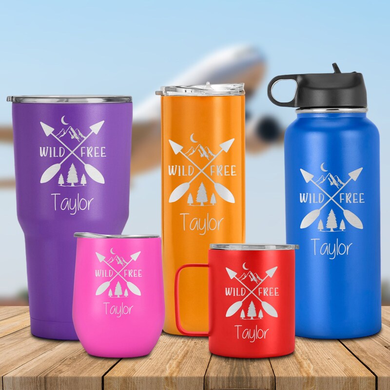 Customized Wild Free Engraved Name Tumbler, Stainless Steel, Wild and Free, For Him and Her